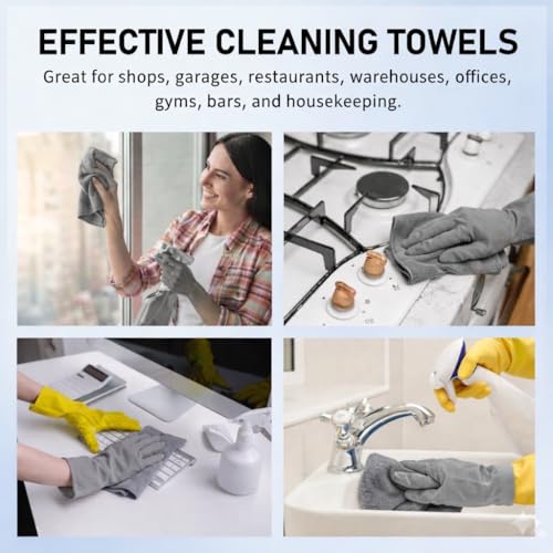 SHOWSTOPPER Microfiber Cleaning Cloth Roll, Reusable Tear Away Microfiber Towels,Washable, Ultra Absorbent, Rags Cleaning, Dishcloths, Cleaning Cloth for Car, Home or Kitchen. (LIGHT GREY, 25cm X 25cm) - Image 5