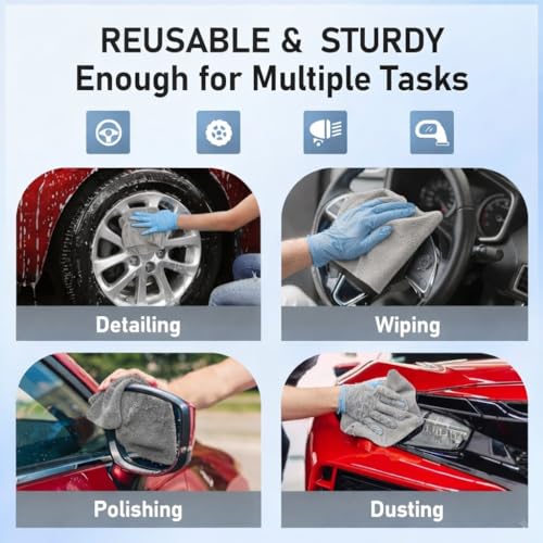 SHOWSTOPPER Microfiber Cleaning Cloth Roll, Reusable Tear Away Microfiber Towels,Washable, Ultra Absorbent, Rags Cleaning, Dishcloths, Cleaning Cloth for Car, Home or Kitchen. (LIGHT GREY, 25cm X 25cm) - Image 4