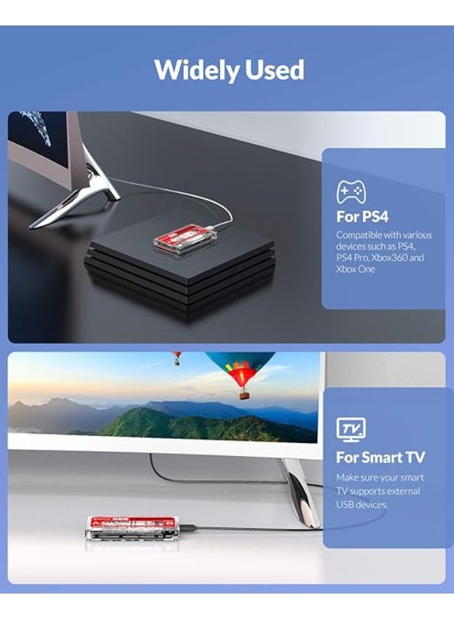 2.5-Inch External Hard Drive Enclosure USB 3.0 to SATA – Transparent Portable HDD/SSD Case with UASP, Supports Up to 4TB for Xbox, PS4, PC, Laptop - Image 3