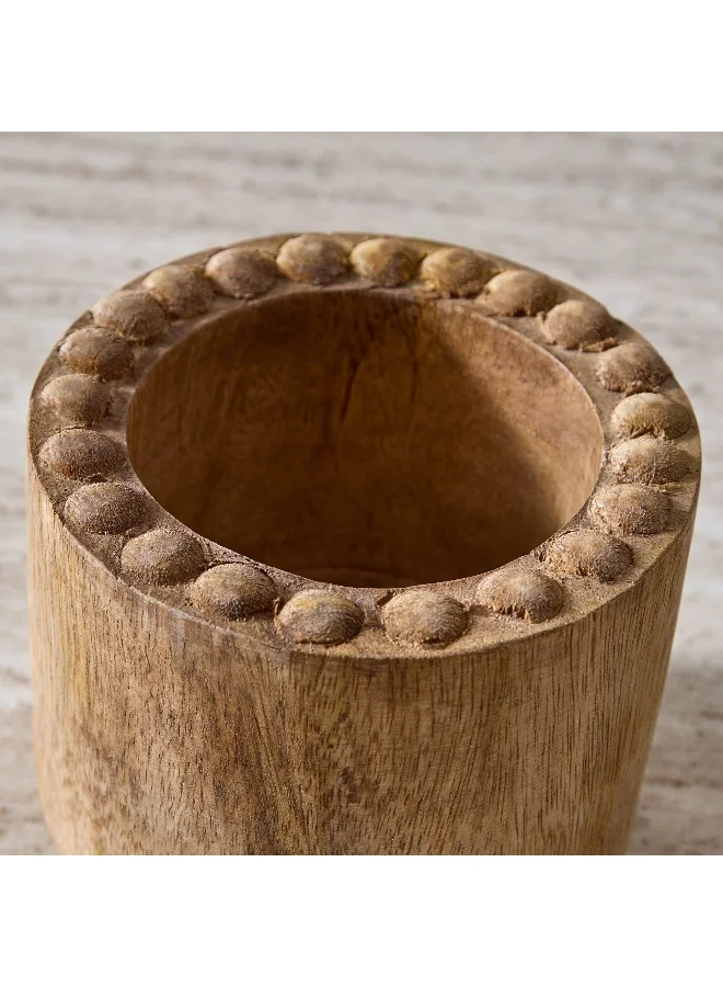 هوم بوكس Wens Wooden Beaded Round Bowl - 12x12x11 cm