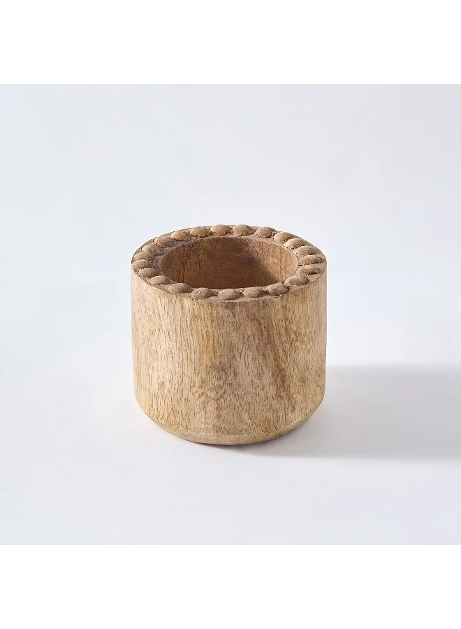 هوم بوكس Wens Wooden Beaded Round Bowl - 12x12x11 cm