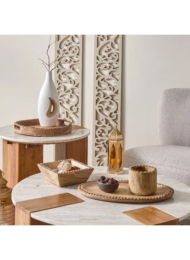 هوم بوكس Wens Wooden Beaded Round Bowl - 12x12x11 cm