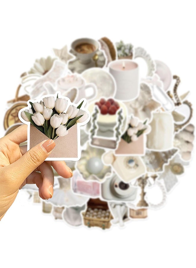 Ocean 50 Pcs White Gentle Trendy Diy Stickers, Students Prize Stickers Suitable for Laptops, Guita, Water Bottles, Skateboards, Suitcases, Car Bumpers, Stickers for Children, Girl and Teenagers  - Image 2