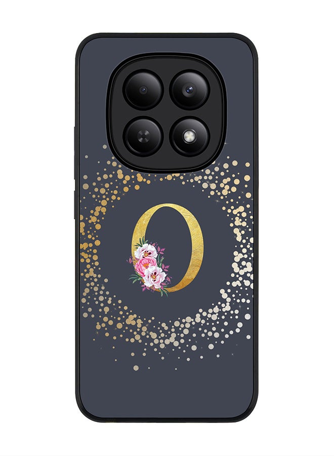 For Xiaomi Redmi Note 15 4G Case,Slim fit Camera Protection, Shockproof Thin Phone cover  - Custom Monogram Floral - O  (Grey )