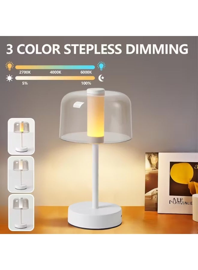 HIAS Effortless Glow Rechargeable LED Table Lamp – Touch Sensor Cordless Desk Light with 3 Brightness Levels, Warm White & Neutral Light, USB/Battery Operated Portable Night Lamp for Bedroom, Bedside, Office, Restaurant, Hotel & Bar Decor (White) - Image 5