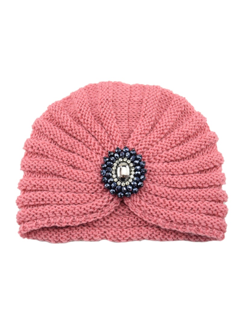 Generic - Bohemian Knit Gemstone Beanie Crystal Decor #5 Yellow - Image 1