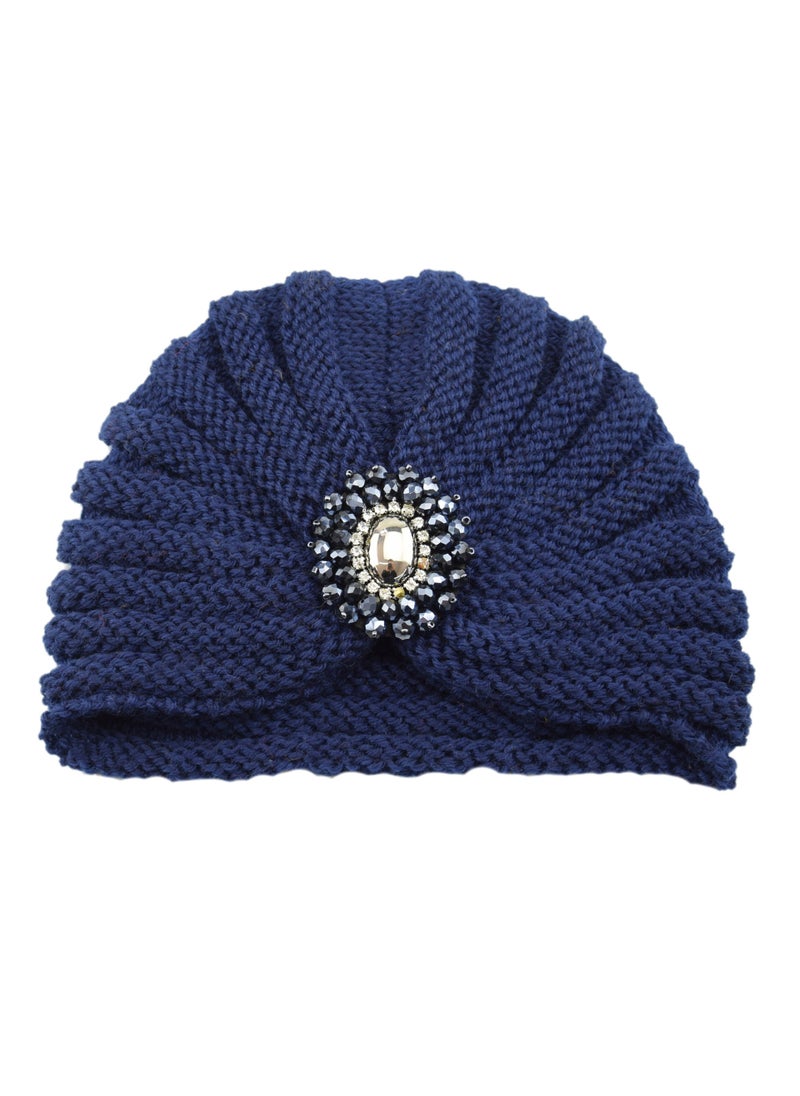 Generic - Bohemian Knit Gemstone Beanie Crystal Decor #5 Yellow - Image 1