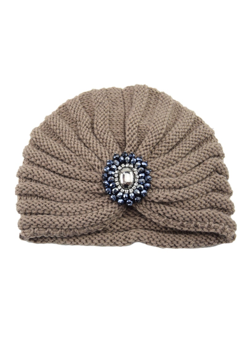 Generic - Bohemian Knit Gemstone Beanie Crystal Decor #5 Yellow - Image 1