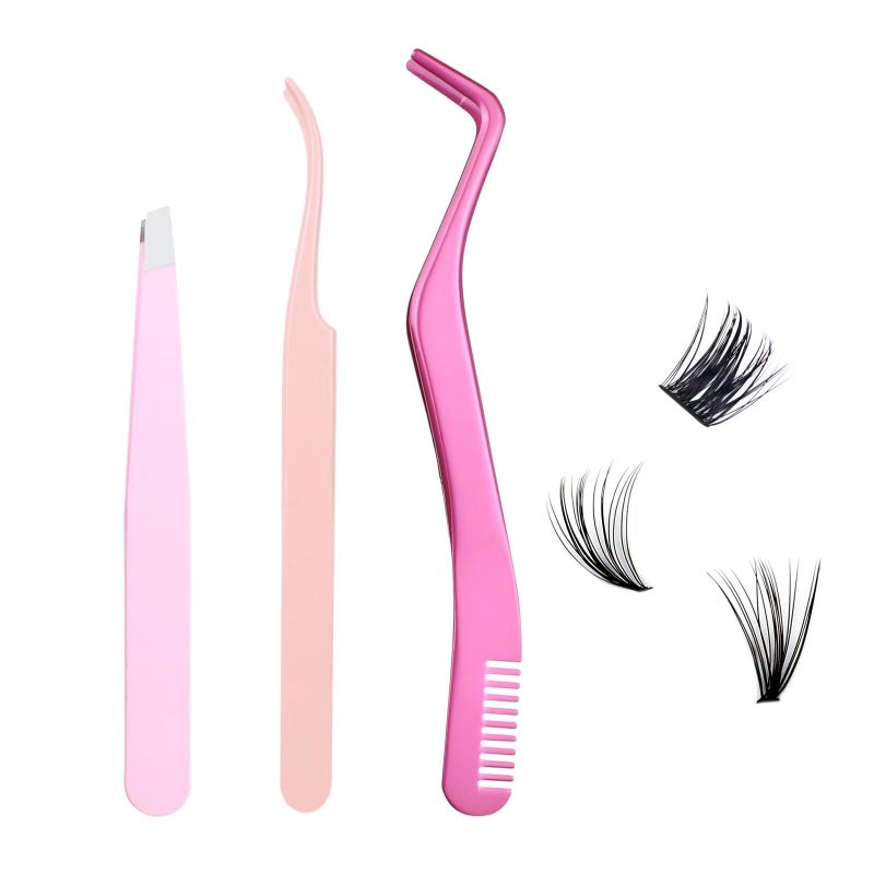 LAUBESS Lash Applicator Tool 3 Pcs Lash Cluster Applicator Tool Lash Tweezers for Eyelash Clusters False Eyelash Tool Applicator Eyelash Tweezers for Extensions Cluster Lash Tweezers Set - Image 1