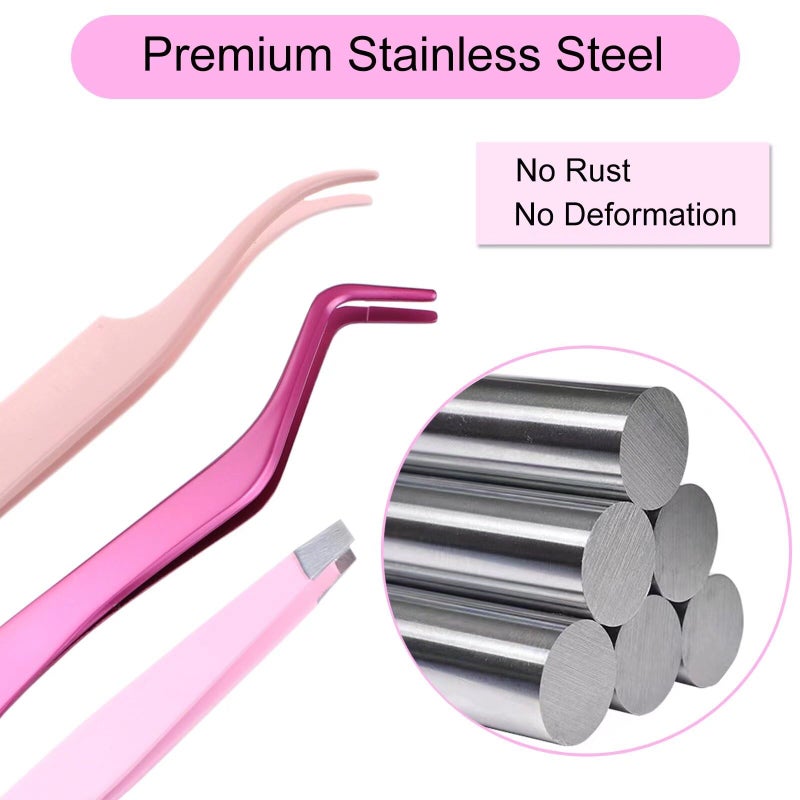 LAUBESS Lash Applicator Tool 3 Pcs Lash Cluster Applicator Tool Lash Tweezers for Eyelash Clusters False Eyelash Tool Applicator Eyelash Tweezers for Extensions Cluster Lash Tweezers Set - Image 2