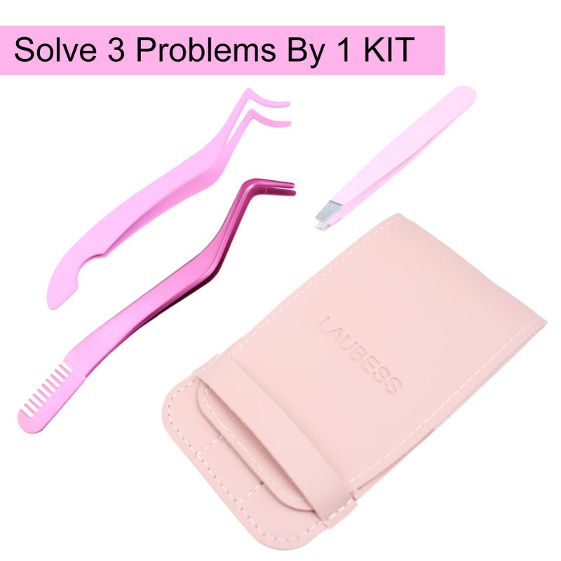 LAUBESS Lash Applicator Tool 3 Pcs Lash Cluster Applicator Tool Lash Tweezers for Eyelash Clusters False Eyelash Tool Applicator Eyelash Tweezers for Extensions Cluster Lash Tweezers Set - Image 4