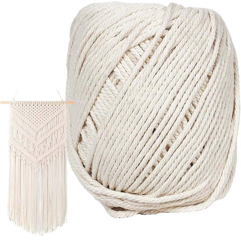 DIY Crafts Pack of 5 Roll, Off White, Macrame Cord 3mm X 210m - (About 230 yd) - Natural Virgin Cotton Handmad(Pack of 5 Roll, Off White) - Image 1