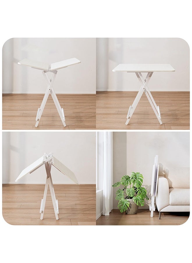 Taimi Folding Dining Table, Square Wood Table, Modern Design, Space Saving , Portable Table for Kitchen, Dining Room, Living Room, Garden, and Camping  80x80x74cm - White  - Image 3