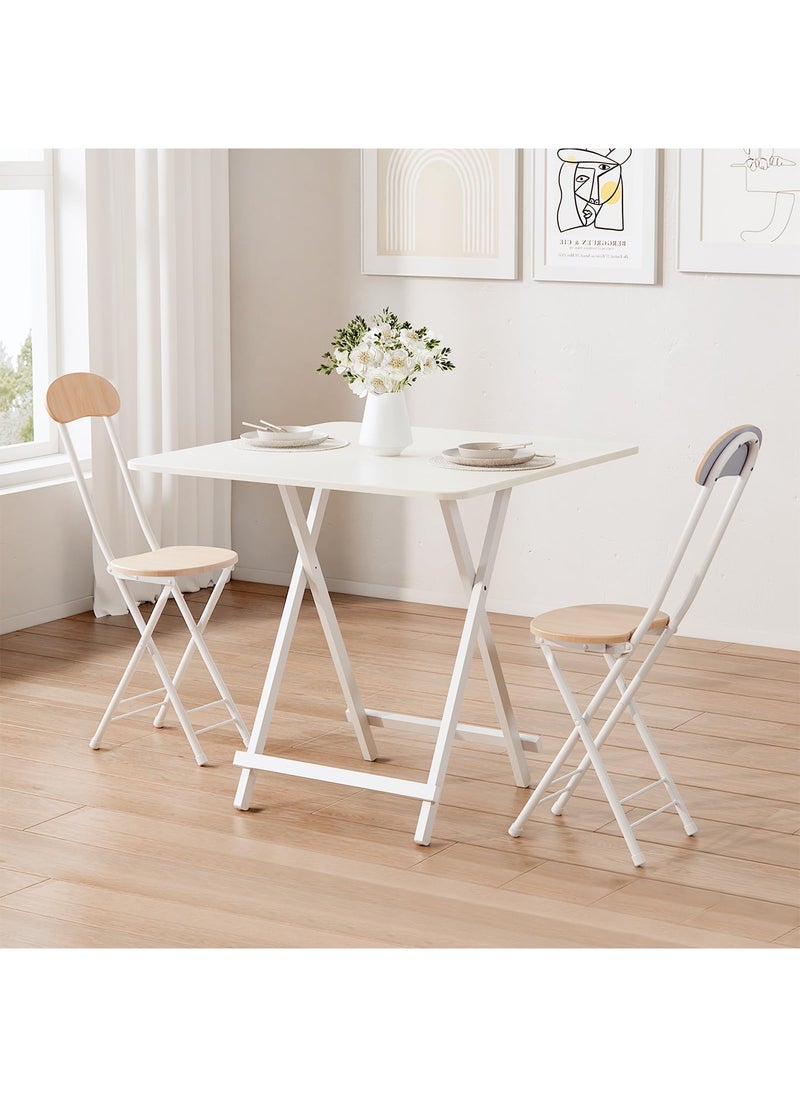 Taimi Folding Dining Table, Square Wood Table, Modern Design, Space Saving , Portable Table for Kitchen, Dining Room, Living Room, Garden, and Camping  80x80x74cm - White  - Image 4
