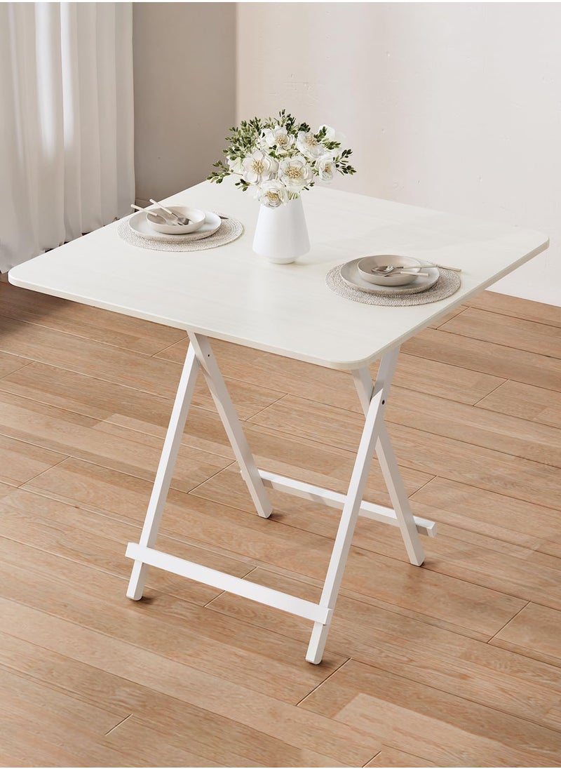 Taimi Folding Dining Table, Square Wood Table, Modern Design, Space Saving , Portable Table for Kitchen, Dining Room, Living Room, Garden, and Camping  80x80x74cm - White  - Image 2