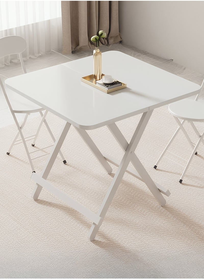 Taimi Folding Dining Table, Square Wood Table, Modern Design, Space Saving , Portable Table for Kitchen, Dining Room, Living Room, Garden, and Camping  80x80x74cm - White  - Image 1