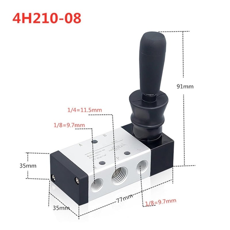 4H210 08 مفتاح يدوي صمام هوائي 1 4 بوصة 2 وضع 5 منفذ تحكم هوائي لوحة سحب صمام عكسي - Image 3