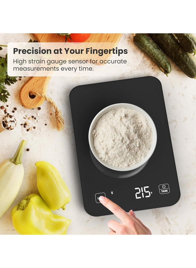 إيسي ميزان مطبخ رقمي، ميزان طعام ذكي لقياس أونصات وجرامات الطعام، تطبيق حاسبة غذائية ووظيفة الوزن الصافي، ميزان قهوة للحمية الغذائية، الكيتو، الماكرو، السعرات الحرارية، الطبخ - Image 2