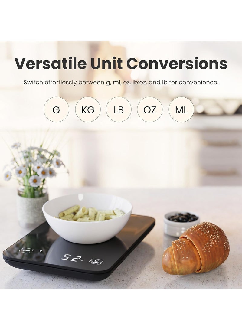 إيسي ميزان مطبخ رقمي، ميزان طعام ذكي لقياس أونصات وجرامات الطعام، تطبيق حاسبة غذائية ووظيفة الوزن الصافي، ميزان قهوة للحمية الغذائية، الكيتو، الماكرو، السعرات الحرارية، الطبخ - Image 5