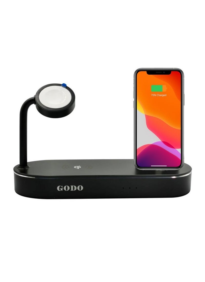 Godo - G0D0 GD-C415, Complete  Charging Dock, 4 in 1 Wireless Fast Charging Dock Aluminum, Output 5W, Wireless 10W, C94 Lightning 18W, USB-A 24W - Image 1