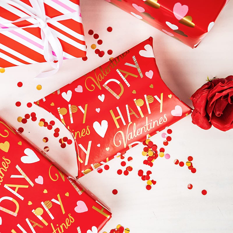 WRAPAHOLIC Reversible Valentine's Day Wrapping Paper - Mini Roll - 17 Inch X 33 Feet - Red and Pink Sweet Heart Design for Valentine's Day, Wedding, Anniversy, Birthday - Image 5