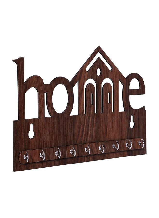 MODUX Wooden Key Hanger for Wall – Stylish MDF Key Holder Stand with 7 Hooks – Modern Home Decor Accessory for Entryway, Living Room & Office – Durable Wall Mounted Organizer (Brown) - Image 1