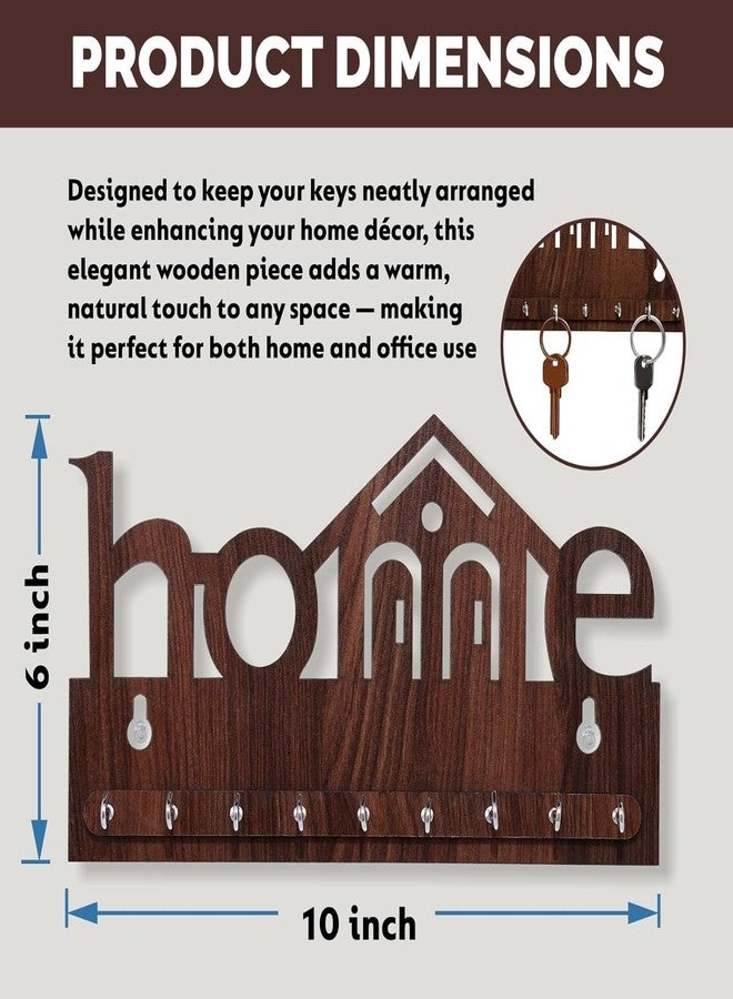 MODUX Wooden Key Hanger for Wall – Stylish MDF Key Holder Stand with 7 Hooks – Modern Home Decor Accessory for Entryway, Living Room & Office – Durable Wall Mounted Organizer (Brown) - Image 3