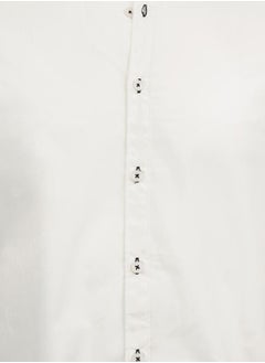 Dennis Lingo Men white regular fit solid full sleeves button down cotton blend shirts with button closure featuring a mandarin collar- perfect for making bold moves.  - Image 3