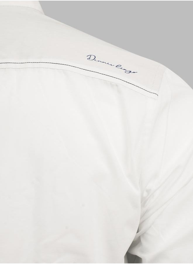 Dennis Lingo - Men white regular fit solid full sleeves button down cotton blend shirts with button closure featuring a mandarin collar- perfect for making bold moves. - Image 1