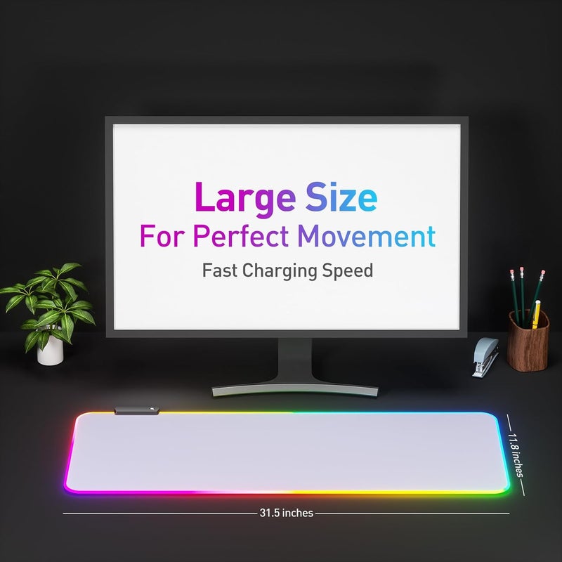 DR CATCH RGB Mousepad Led Mouse Pad, Large Mouse Pad,Led and Big Mouse mat(White) - Image 2
