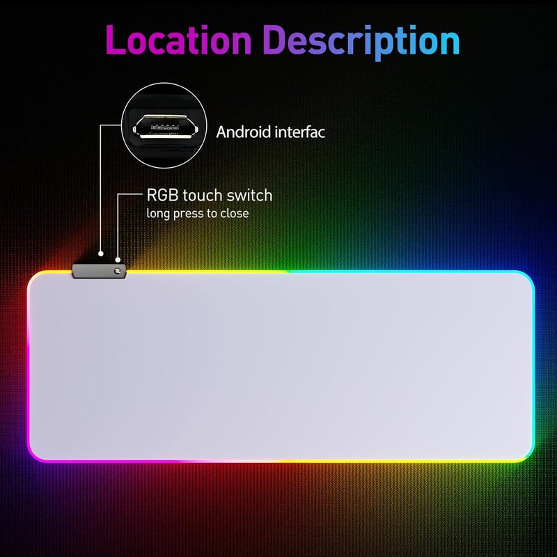 DR CATCH RGB Mousepad Led Mouse Pad, Large Mouse Pad,Led and Big Mouse mat(White) - Image 3