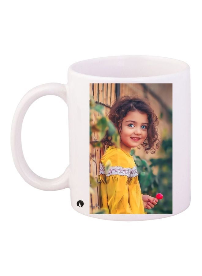 Girl Printed Coffee Mug White/Yellow/Green 11ounce
