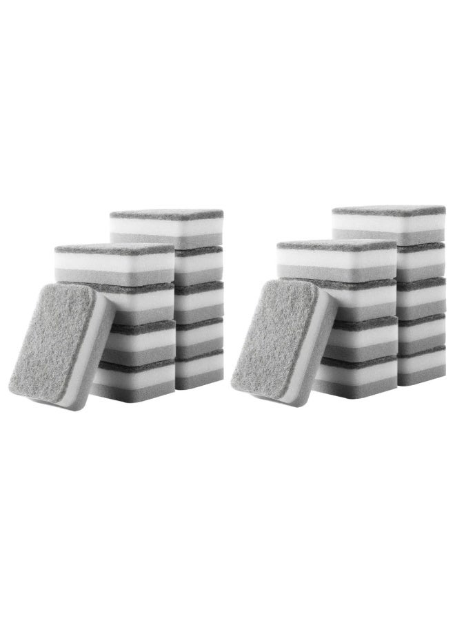 20 Pcs Kitchen Dish Cleaning Sponges – Non-Scratch Scrubbers, Multi-Purpose Absorbent Sponges for Pots, Pans & Household Cleaning, 11x7x3.5 cm, Grey - Image 1