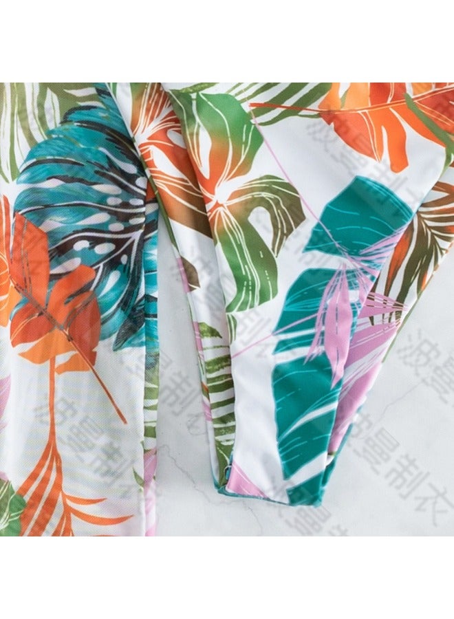 Generic European And American Style Tie-Dye Printed Split Bikini Swimsuit Beach Pants Three-Piece Swimsuit-Color:Orange Powder-Size:XL - Image 5