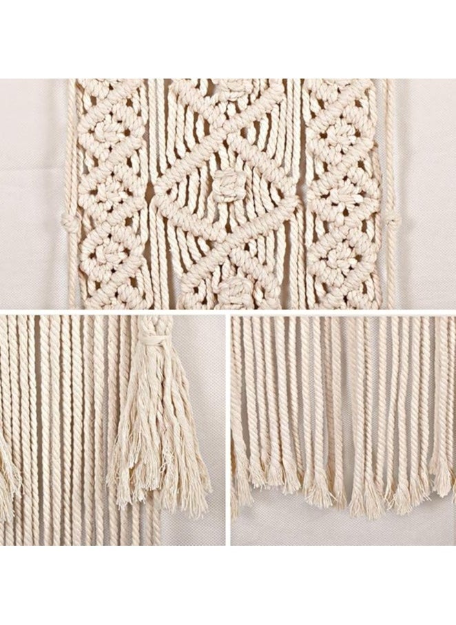 ماركة غير محددة - مكرمية من نسيج محبوك بتصميم بوهيمي للتعليق على الحائط وتزيين الشقق وعرف الاطفال وغرفة النوم - ديكور حفلات لتزيين الحائط، عاجي - Image 1