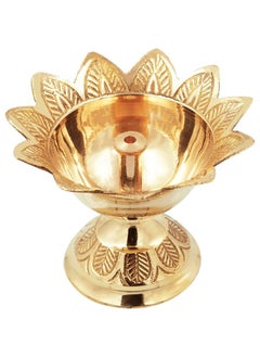 Shubh kart Shubhkart Brass Oil Lamp for Puja/ Burner/ Diya for Diwali Pooja | Indian Pooja Oil Lamp, Golden Diya Lamp, 3" Devas Diya | Engraved Floral Design  - Image 1