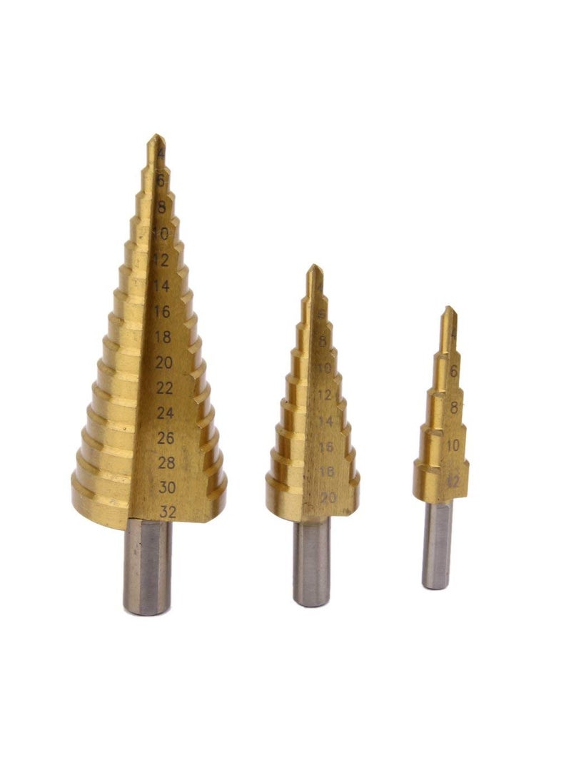 BESTDI Bestdi 3X Large HSS Steel Step Cone Drill Titanium Bit Set Hole Cutter 4-12/20/32mm  - Image 4
