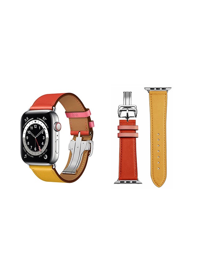 Perfii Genuine Leather Replacement Band For Apple Watch Series 6/SE/5/4/3/2/1 Ambre