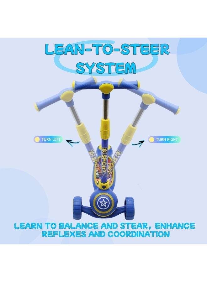 Scooters for Kids for 3 to 8 Years with Foldable & Height Adjustable Handle Kick Scooter with LED PU Wheels & Rear Brake & Music Kids Scooter Including Protective Gear Set - Image 5