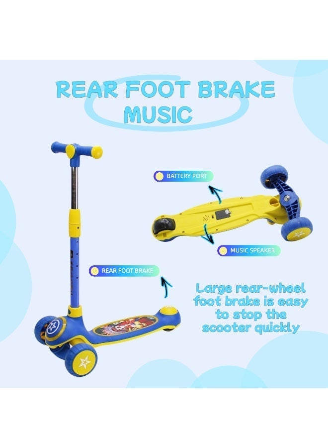 Scooters for Kids for 3 to 8 Years with Foldable & Height Adjustable Handle Kick Scooter with LED PU Wheels & Rear Brake & Music Kids Scooter Including Protective Gear Set - Image 3