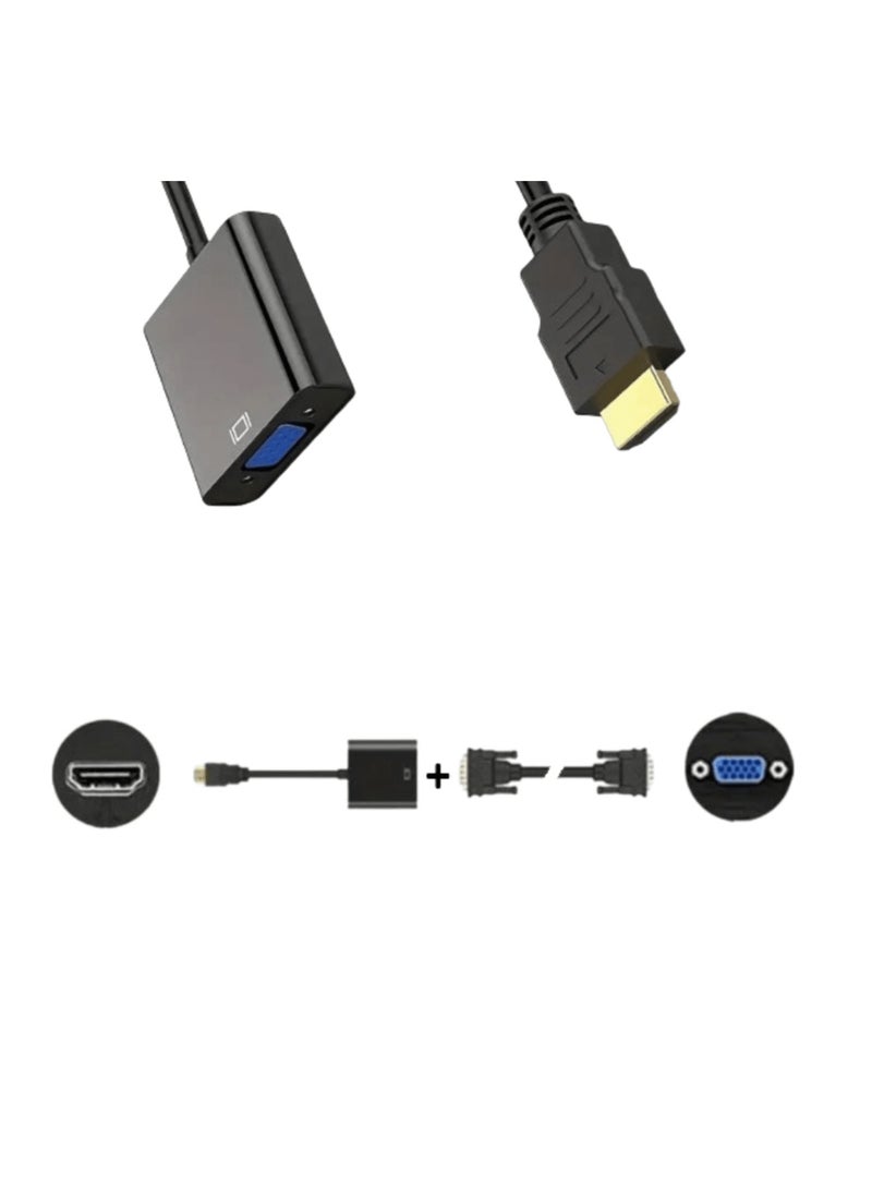 محول كابل من اتش دي ام اي HDMI الى في جي ايه VGA اتجاه واحد طول 15 سم - Image 5