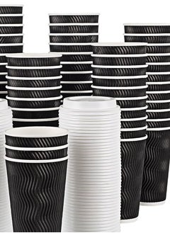 Generic 20pcs Corrugated 8oz Paper Cups Set with Lids for Hot and Cold Drinks for Cafes, Parties and Events 