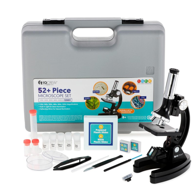 AmScope AmScope M30 Series 52-Piece STEM Microscope Kit for Kids - Monocular, Portable Compound Microscope for Kids - Includes Petri Dish, Slides & More - Black  - Image 1