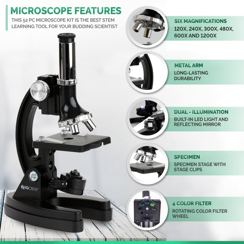 AmScope AmScope M30 Series 52-Piece STEM Microscope Kit for Kids - Monocular, Portable Compound Microscope for Kids - Includes Petri Dish, Slides & More - Black  - Image 4