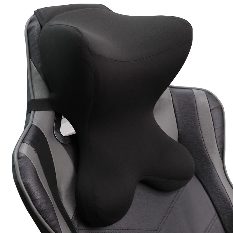 Newsty Car Neck Pillow for Driving Seat Car headrest Pillow/Gaming Chair Pillow with Adjustable Strap Removable Cover Ergonomic Design Neck Support Pillow for auto, Office Chair, Gaming Chair(Black) - Image 1
