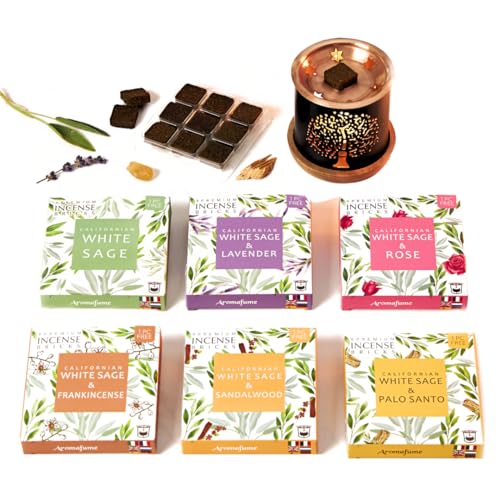 Aromafume White Sage Incense Brick Super Set by Aromafume | 54 Bricks & Tree of Life Exotic Burner | White Sage with Rose, Lavender, Palo Santo, Sandalwood, Frankincense | Sage for Cleansing, Smokeless Smudging - Image 1
