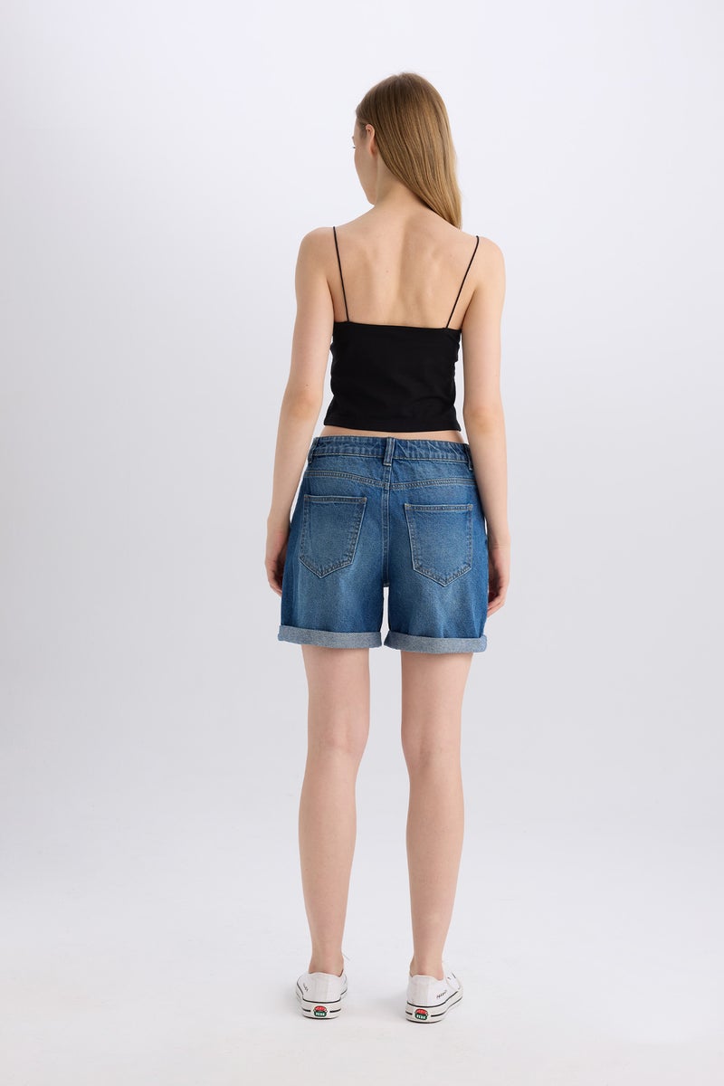 DeFacto BoyFriend Jean High waist Folded Leg Shorts - Image 2