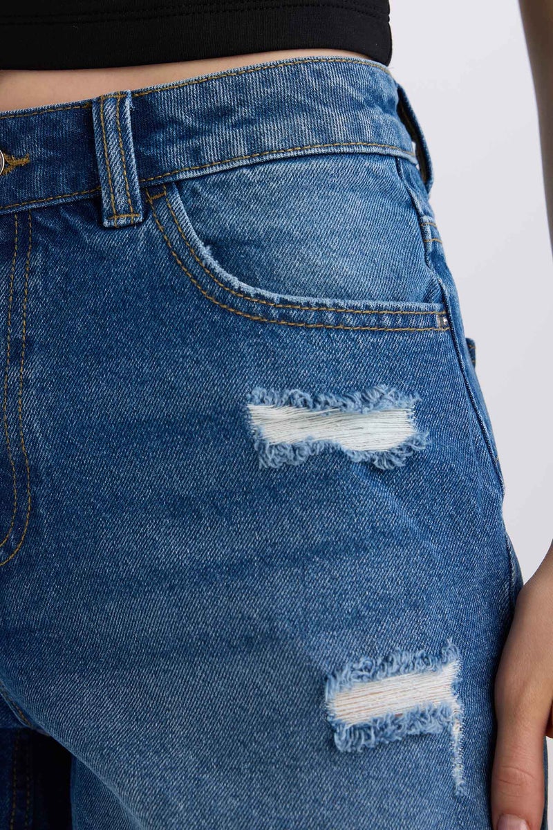 DeFacto BoyFriend Jean High waist Folded Leg Shorts - Image 3