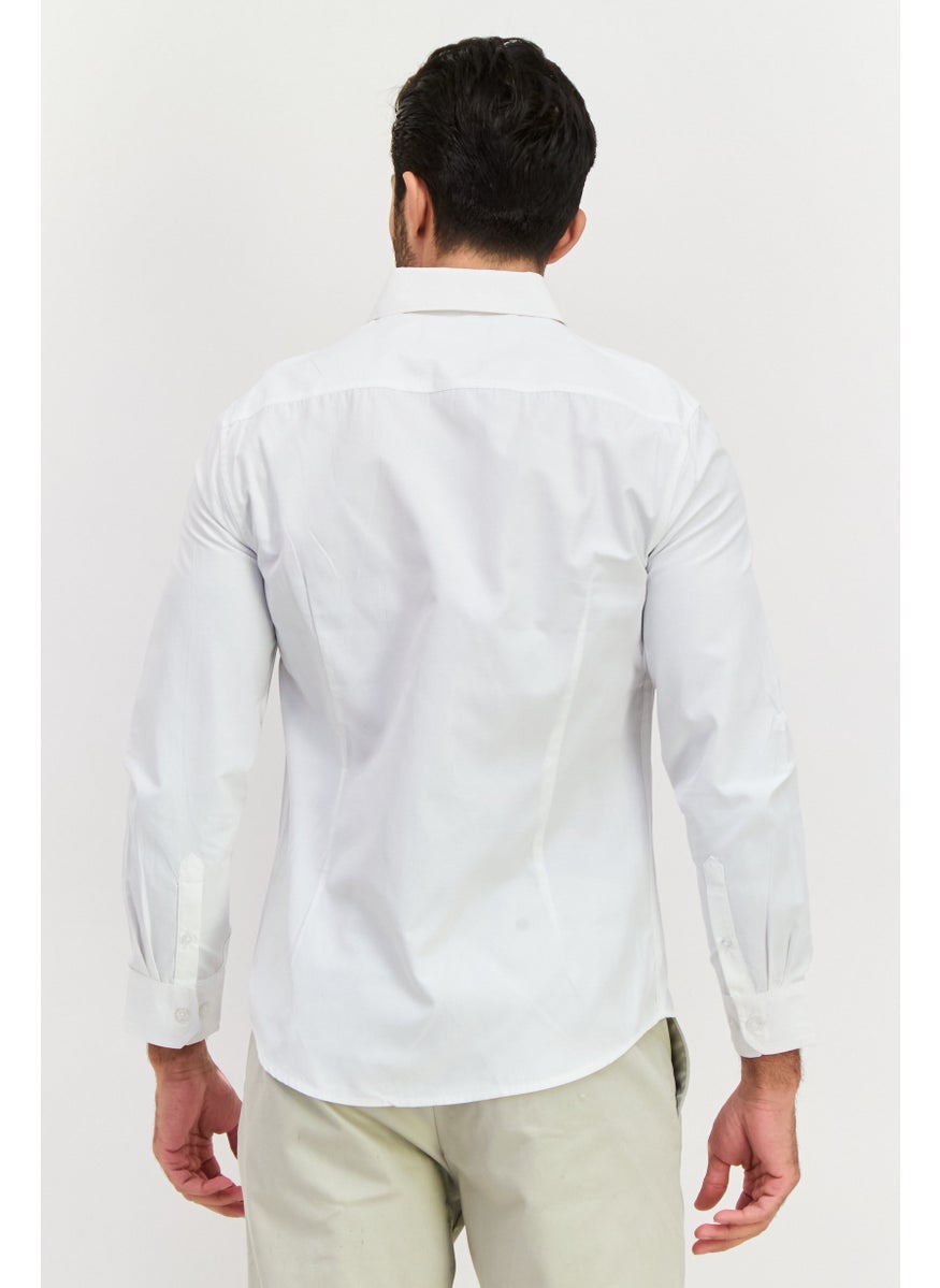 English Laundry Men Slim Fit Solid Long Sleeve Dress Shirt, White  - Image 4