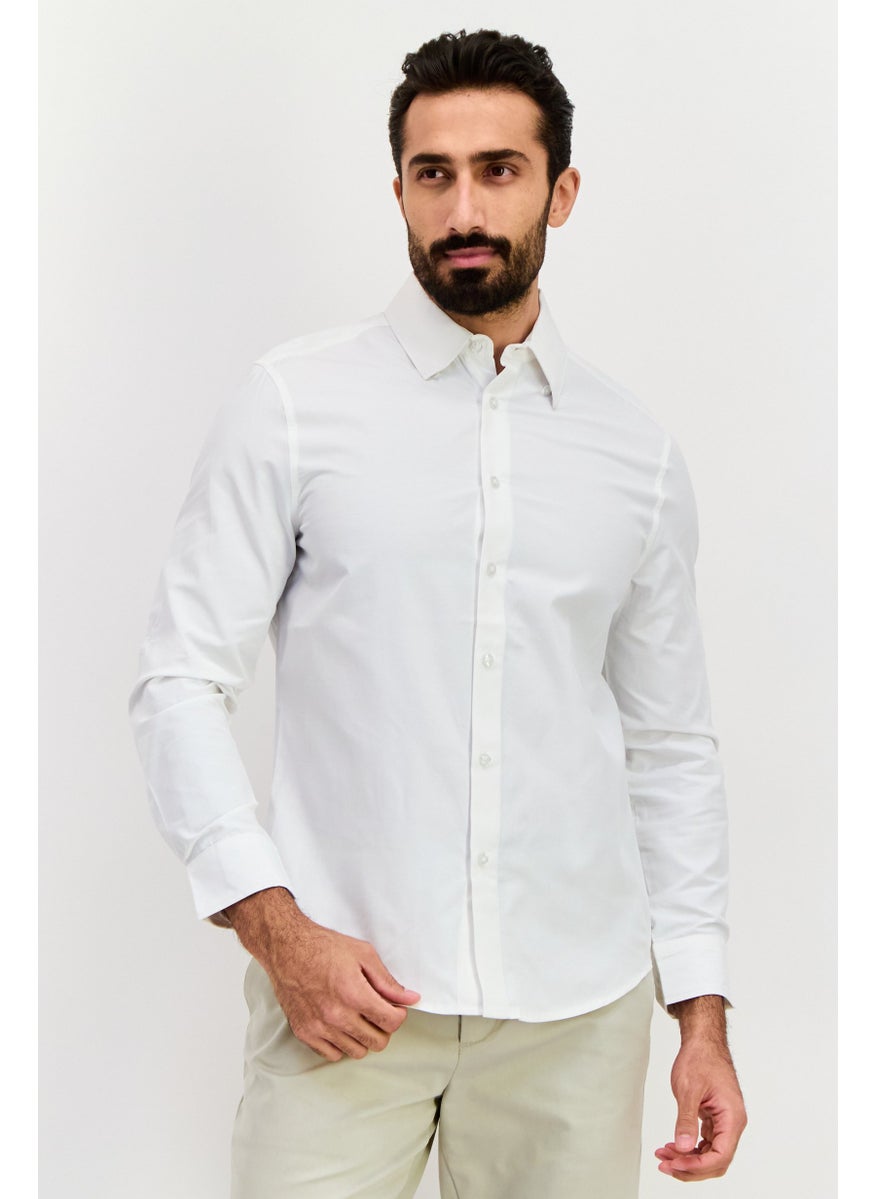 English Laundry Men Slim Fit Solid Long Sleeve Dress Shirt, White  - Image 1